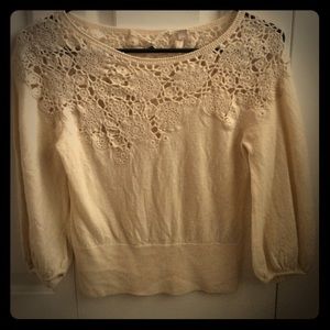 Anthropologie cream-colored, 3/4-length sleeve top